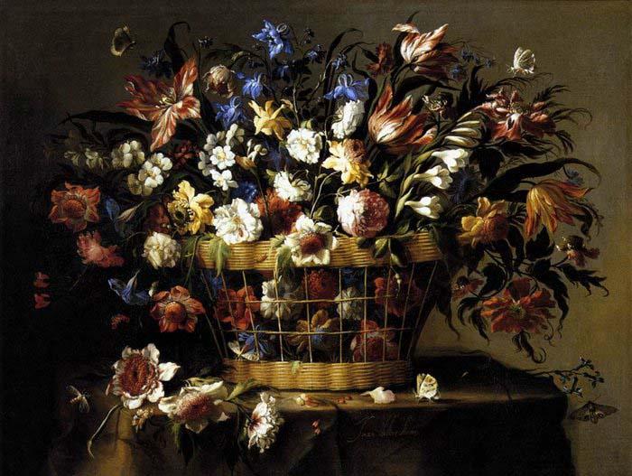 Arellano, Juan de Basket of Flowers c Sweden oil painting art